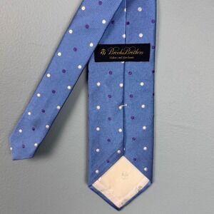 Brooks Brothers 3.5" Blue White Purple Polka Dot Silk 58" Tie Necktie Formal USA